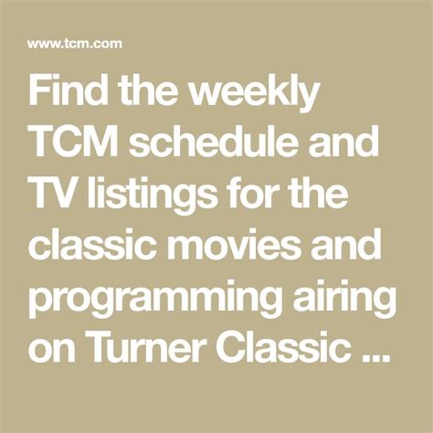 what chanel is turner classics xfinity washington dc|TCM Daily and Weekly Movie Schedule .